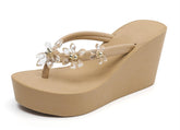 MMbyzhuo Womens Platform Flip Flops Wedges Sandals for Women wedge flip flops Dressy Summer Comfort Chunky Thong Sandals Wedge Heels for Women Gold US 7